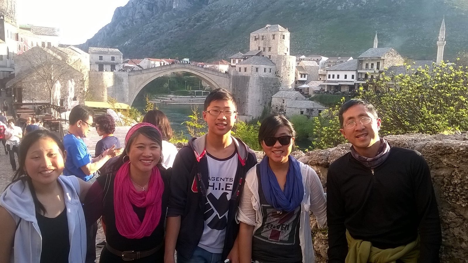 Tour guests enjoying Mostar's atmosphere with their local guide